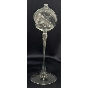 Formed Glass Oil Lamp 10.25” High x 3.75” Base W/Funnel With 4 Glass Tube Wick’s